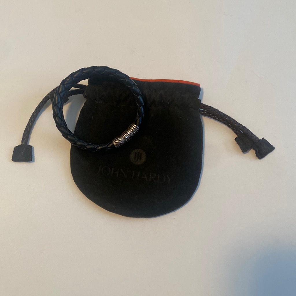 John Hardy Black Leather Bracket